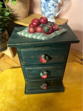 Cottagecore Hand Painted Wooden Chest with apples